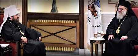 Meeting between Patriarch John and Metropolitan Hilarion 2022 2.png