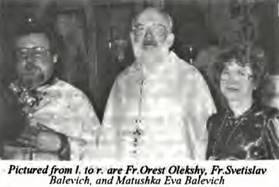 Archpriest Svetislav, Matuhska Eva Balevich anniversary 1992.png