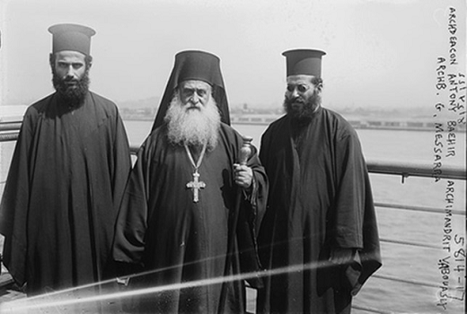 Archdeacon-Antony-Bashir-Metropolitan-Gerasimos-Messara-Archimandrite-Victor-Abo-Assaley-arrival-America-1922 CS.png