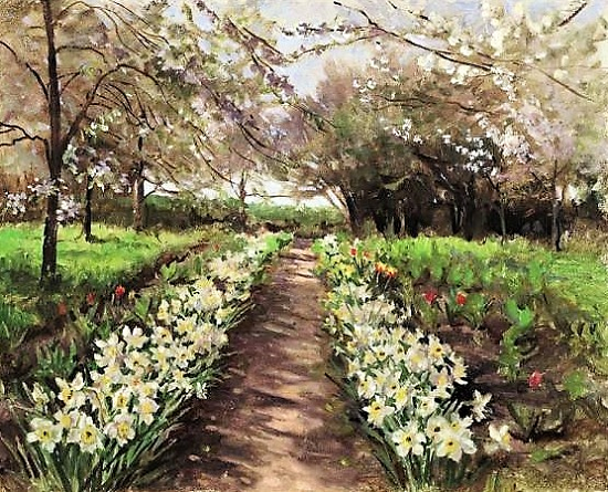 Path with daffodils, Olga-Aleksandrovna 1950 2.png
